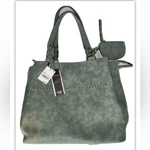 Large Faux Leather Handbag Purse ~ VR NYC Blue UWP105TG